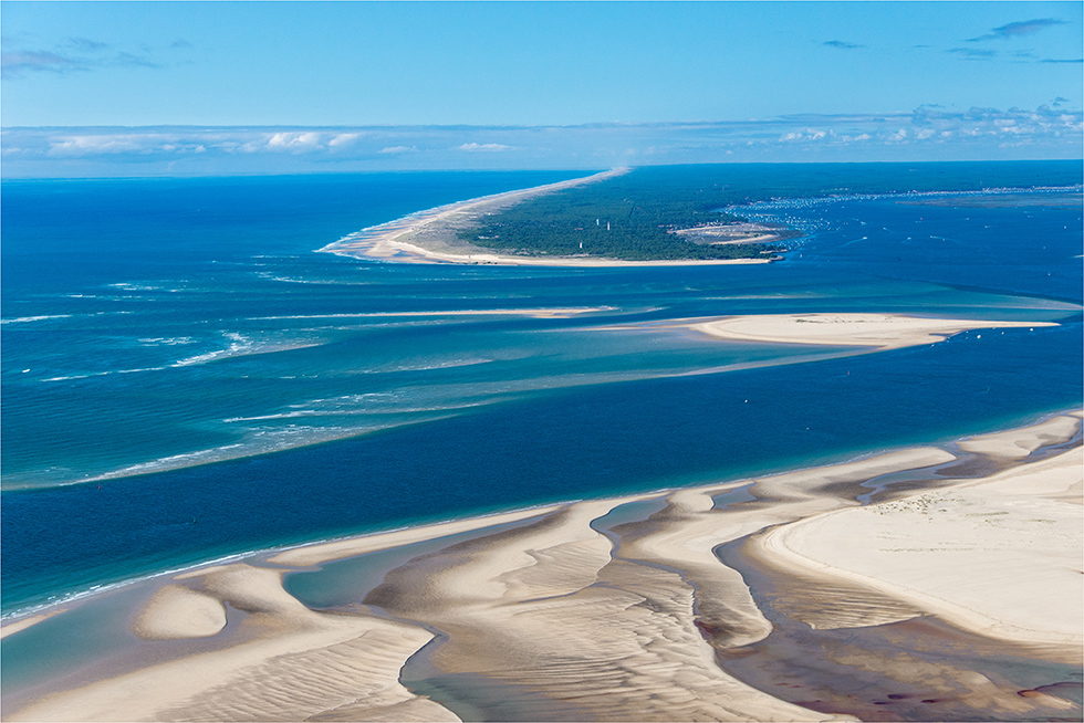 Vue aérienne du Banc d'Arguin près d'Arcachon et du Cap Ferret.